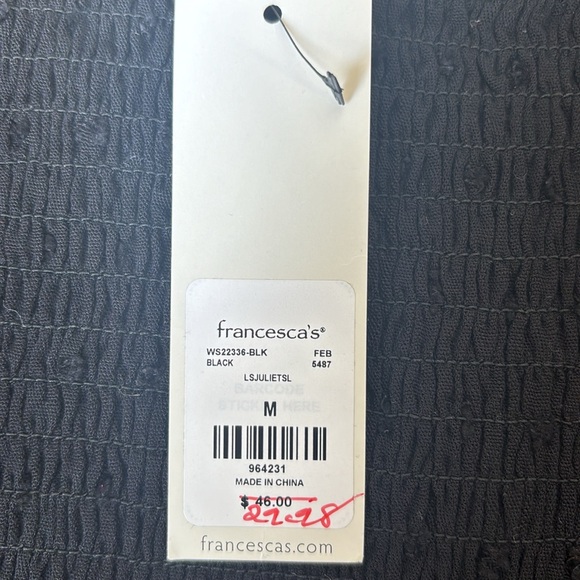 Francesca’s long-sleeve black cropped shirt. - Picture 3 of 5